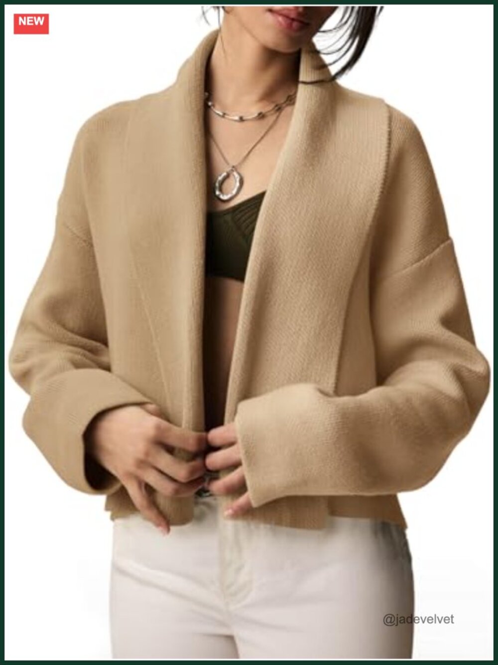 Saodimallsu Womens Cropped Cardigan Sweater Open Front Long Sleeve Shawl Collar